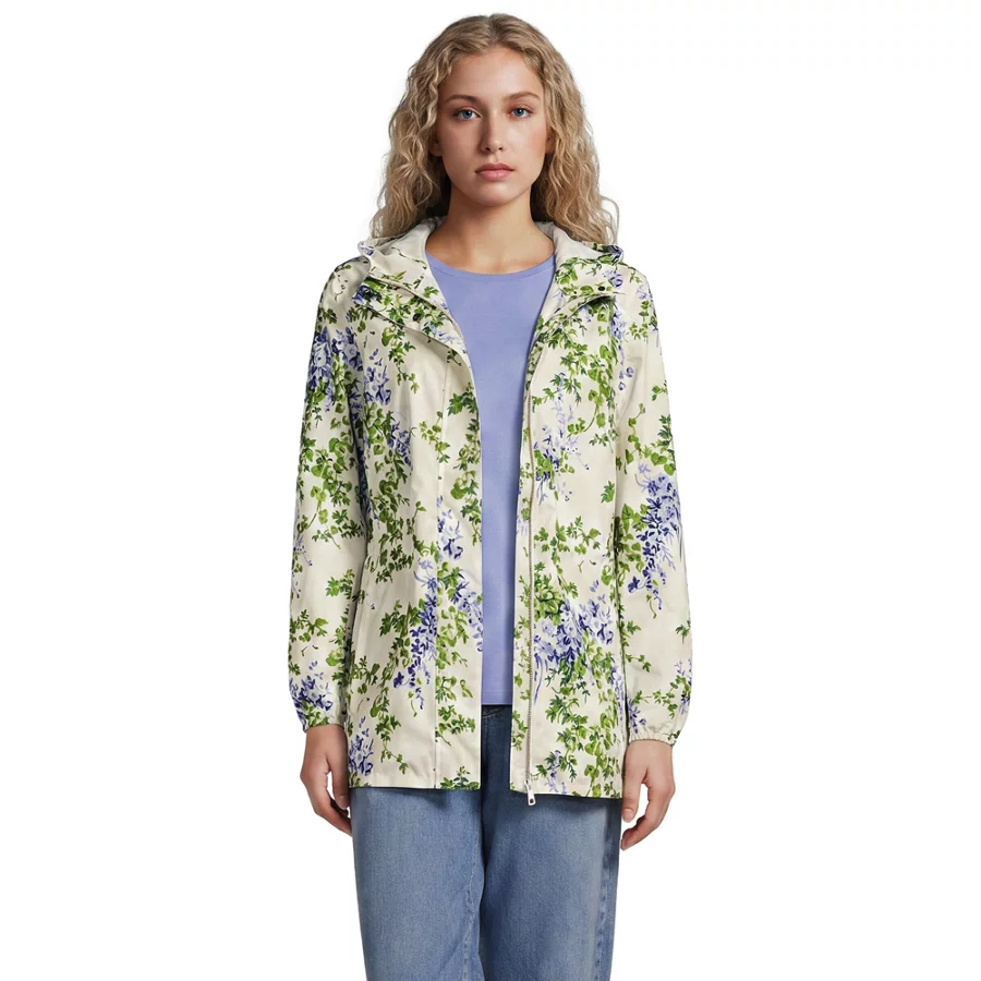 Women's Print Waterproof Hooded Packable Raincoat view 5