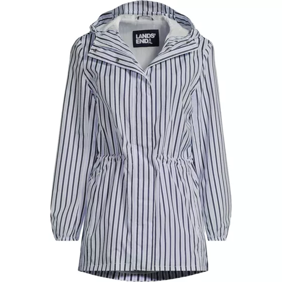 Women's Plus Size Print Waterproof Hooded Packable Raincoat - primary