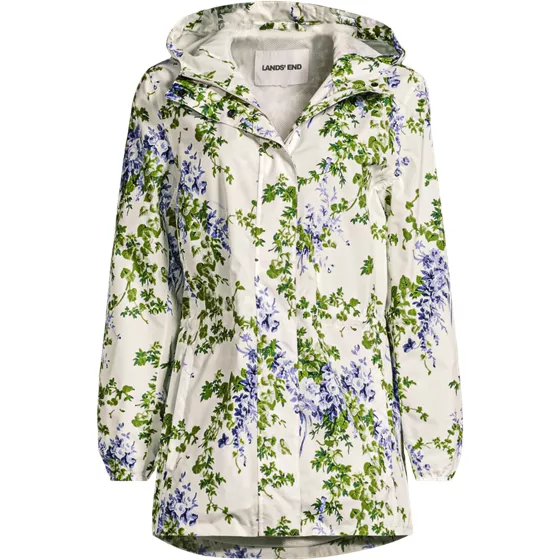 Women's Plus Size Print Waterproof Hooded Packable Raincoat - primary