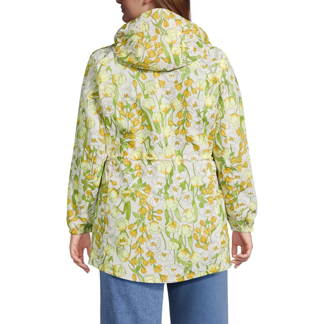 Women's Print Waterproof Hooded Packable Raincoat