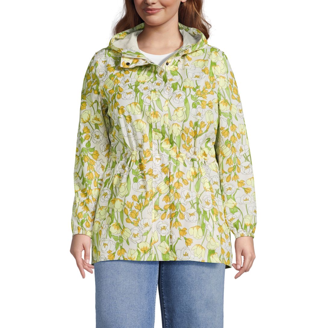 Women's Print Waterproof Hooded Packable Raincoat