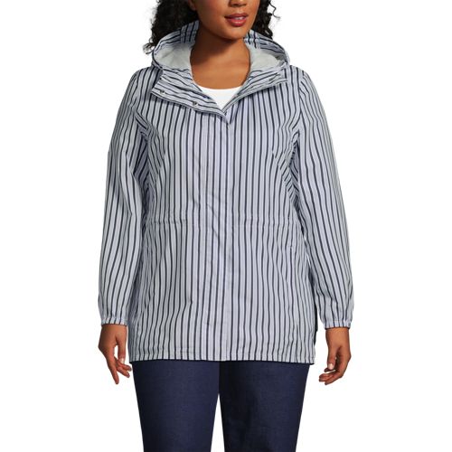  Lands' End Wasserdichte Gemusterte Regenjacke Squall Mit Packfach, Damen, Größe:48-50 Plus, Weiß, Polyester, By Lands' End 