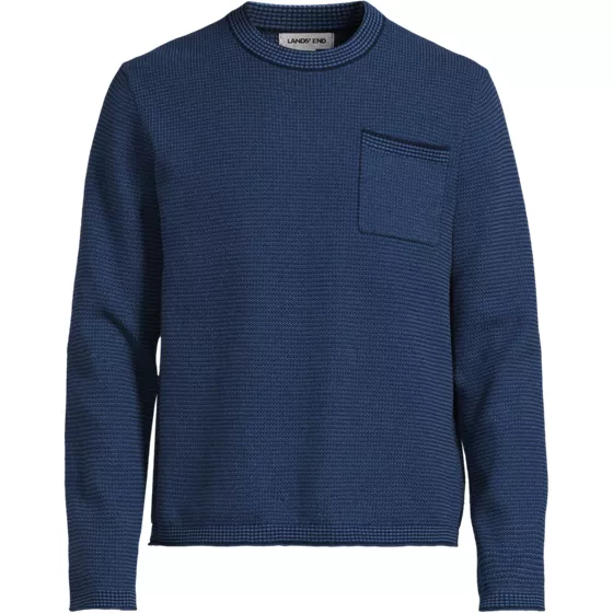 Men's Long Sleeve Textured Cotton Crewneck Sweater - primary