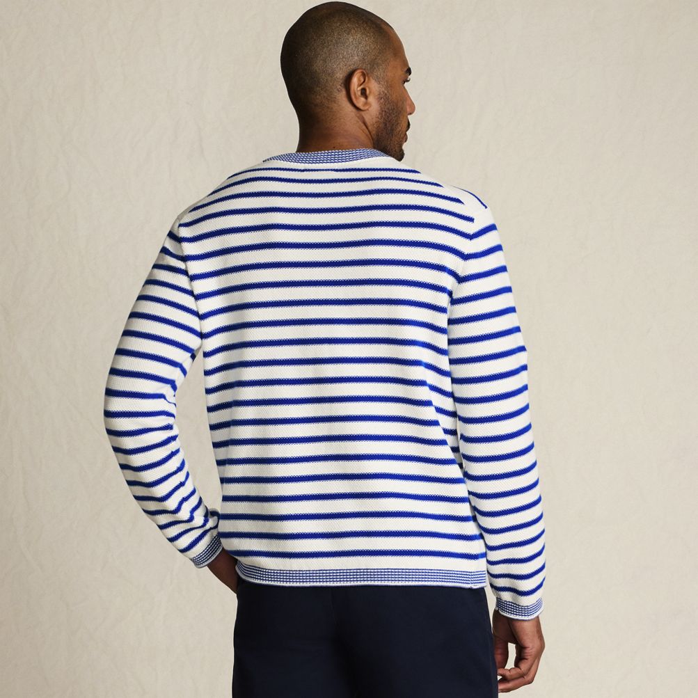 Men's Long Sleeve Textured Cotton Crewneck Sweater | Lands' End