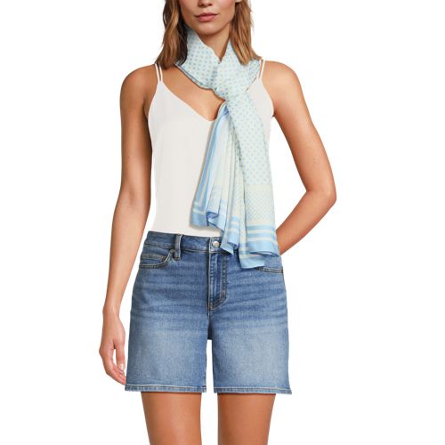  Lands' End Fließender Schal, Damen, Größe:null Regular, Blau, Viskose, By Lands' End 