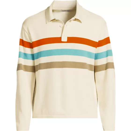 Men's Long Sleeve Cotton Rugby Sweater Polo - primary