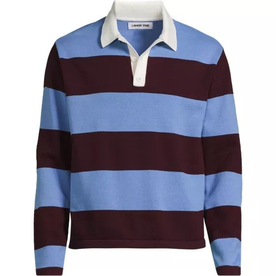 Men's Long Sleeve Cotton Rugby Sweater Polo - primary