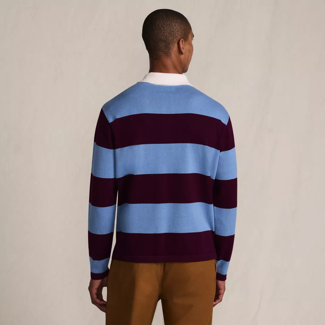 Men's Long Sleeve Cotton Rugby Sweater Polo