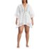 Women's Plus Size Cotton Eyelet Tie Kimono Cover-Up, Front