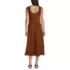Women's Slub Cap Sleeve Shirred Skirt Midi Dress, Back