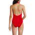 Women's SlenderSuit Halter Ruched Plunge High Leg One Piece Swimsuit, Back
