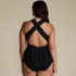 Women's Plus Size SlenderSuit Plunge Ruched X-Back Ruffle Fauxkini One Piece Swimsuit, Back