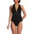 Women's SlenderSuit Plunge Ruched X-Back Ruffle Fauxkini One Piece Swimsuit, Front