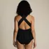 Women's SlenderSuit Plunge Ruched X-Back Ruffle Fauxkini One Piece Swimsuit, Back