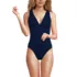 Women's Seersucker Plunge Twist Back Ultra High Leg One Piece Swimsuit, Front