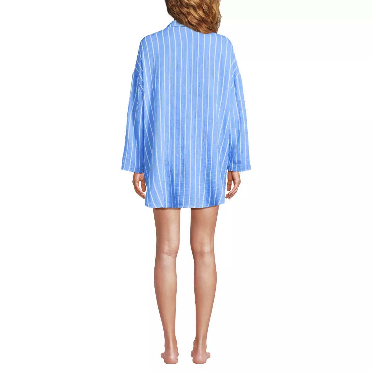 Women's Oversized Gauze Button Front Cover-Up Shirt