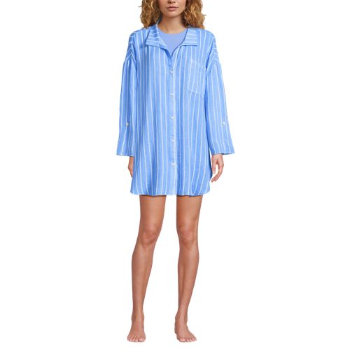 Women's Oversized Gauze Button Front Cover-Up Shirt - image 2