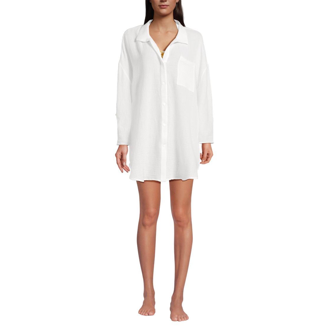 Women's Oversized Gauze Button Front Cover-Up Shirt
