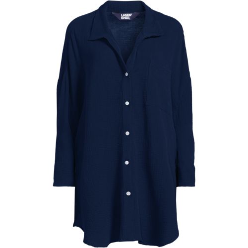 Women's Oversized Gauze Button Front Cover-Up Shirt - image 4