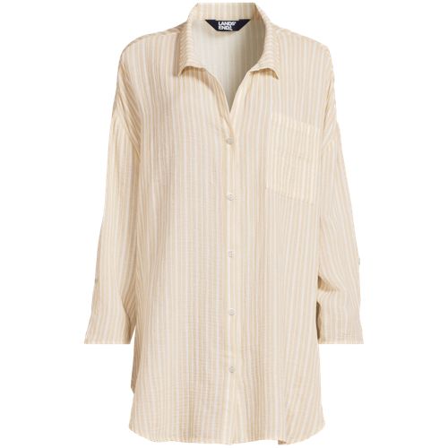 Women's Oversized Gauze Button Front Cover-Up Shirt - image 5