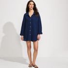 Women's Oversized Gauze Button Front Cover-Up Shirt
