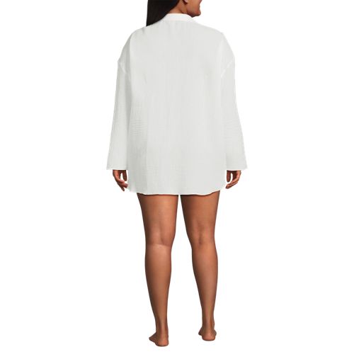 Women's Oversized Gauze Button Front Cover-Up Shirt - image 3