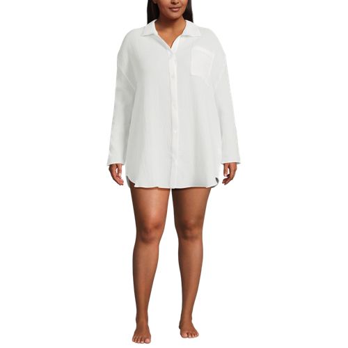 Women's Oversized Gauze Button Front Cover-Up Shirt - image 2