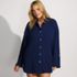 Women's Plus Size Oversized Gauze Button Front Cover-Up Shirt, Front