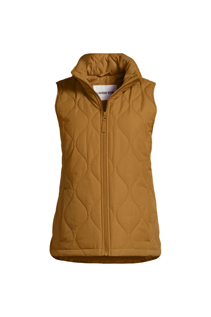 Lands' End Tall Featherfree Quilted Insulated Vest In Tan