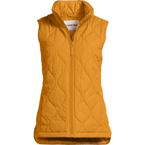 Womens Insulated FeatherFree Onion Quilted Gilet, Women, size: 1X, plus, Yellow, Polyester, by Lands' End