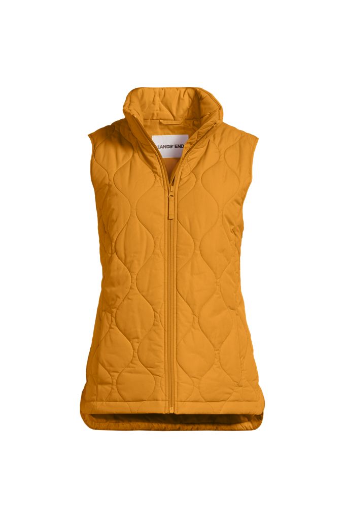 Petite FeatherFree Quilted Insulated Vest - Lands' End - Yellow - S