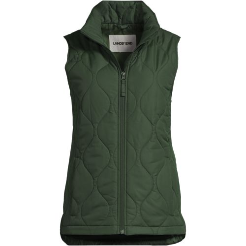 Womens Insulated FeatherFree Onion Quilted Gilet, Women, size: 3X, plus, Green, Polyester, by Lands' End