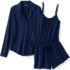 Women's Cooling 3 Piece Pajama Set - Long Sleeve Top Cami and Shorts, Front