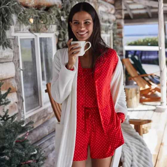 Women's Cooling 3 Piece Pajama Set - Long Sleeve Top Cami and Shorts - primary