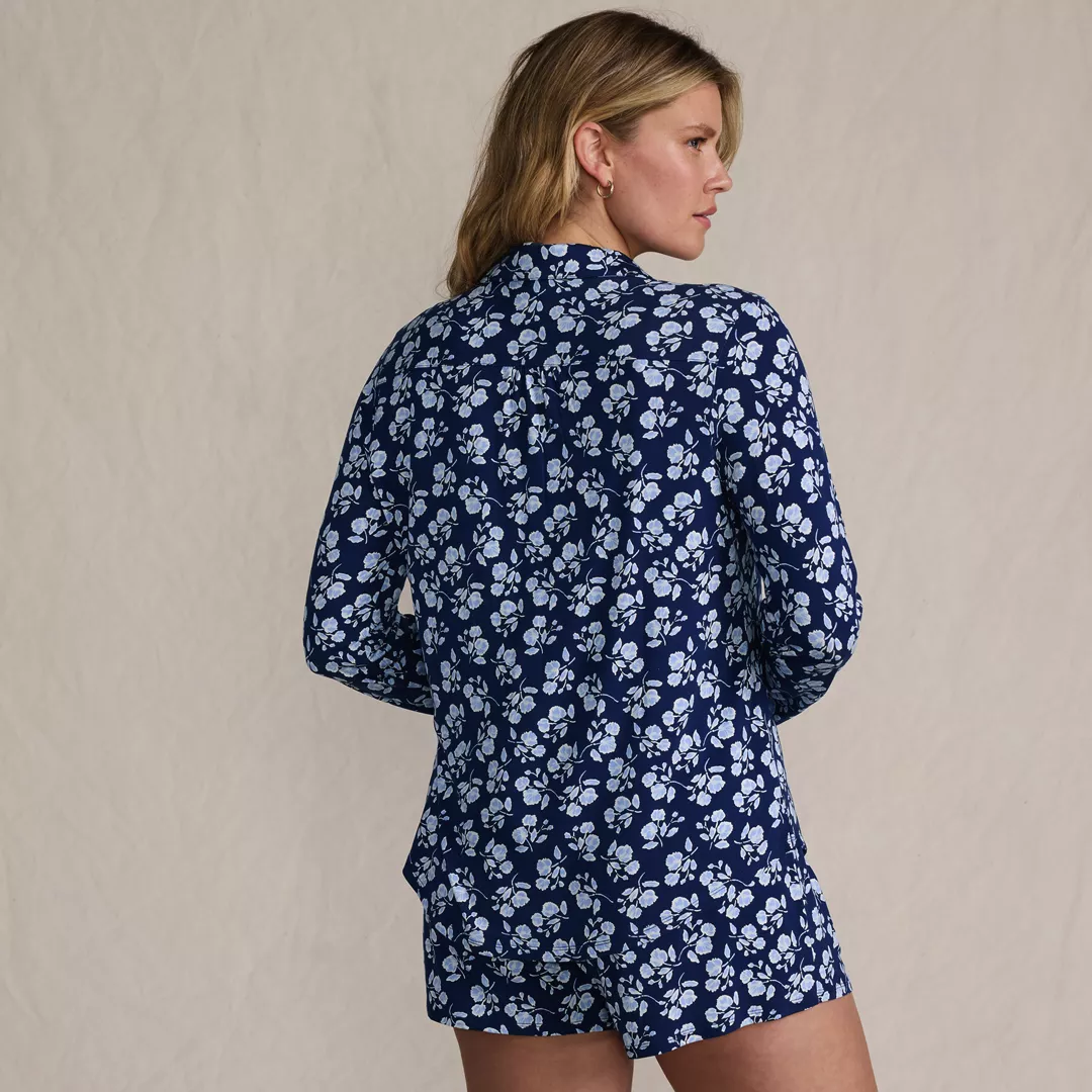 Women's Cooling 3 Piece Pajama Set - Long Sleeve Top Cami and Shorts