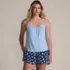 Women's Cooling 3 Piece Pajama Set - Long Sleeve Top Cami and Shorts, Front