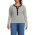 Women's Plus Size Drapey Rib Fitted Long Sleeve Henley T-Shirt, Front
