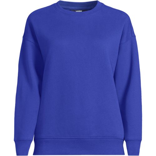 Serious Sweats Drop Shoulder Sweatshirt, Women, size: 2X, plus, Blue, Spandex/Cotton-blend/Poly-blend, by Lands' End