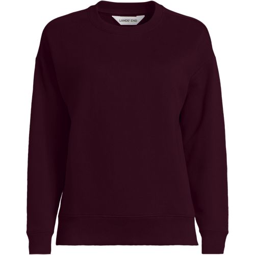 Serious Sweats Drop Shoulder Sweatshirt, Women, size: 2X, plus, Red, Spandex/Cotton-blend/Poly-blend, by Lands' End