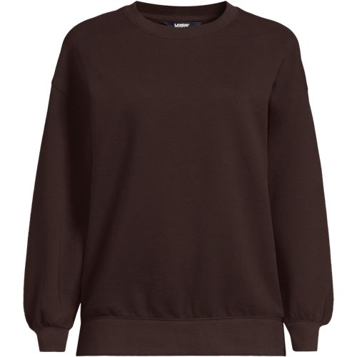 Serious Sweats Drop Shoulder Sweatshirt, Women, size: 1X, plus, Brown, Spandex/Cotton-blend/Poly-blend, by Lands' End