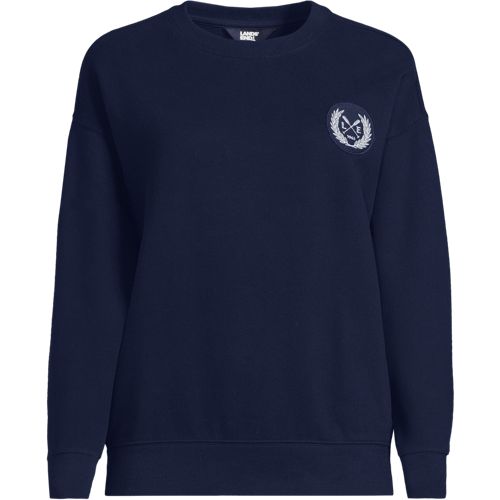 Serious Sweats Drop Shoulder Sweatshirt, Women, size: 2X, plus, Blue, Spandex/Cotton-blend/Poly-blend, by Lands' End