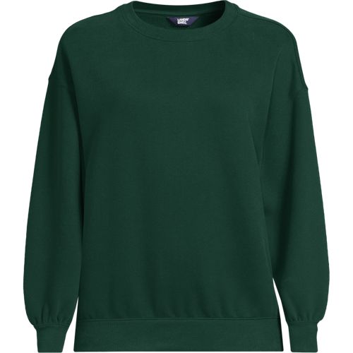 Serious Sweats Drop Shoulder Sweatshirt, Women, size: 2X, plus, Green, Spandex/Cotton-blend/Poly-blend, by Lands' End