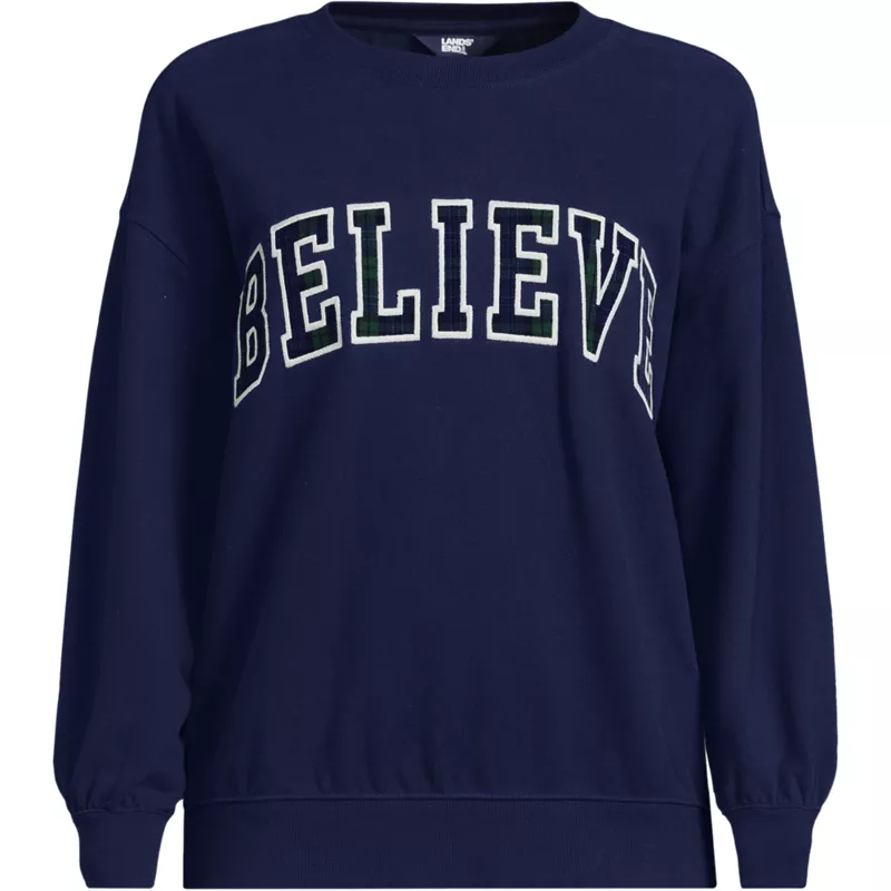 Women's Plus Size Relaxed Serious Sweats Long Sleeve Crewneck Sweatshirt, Front