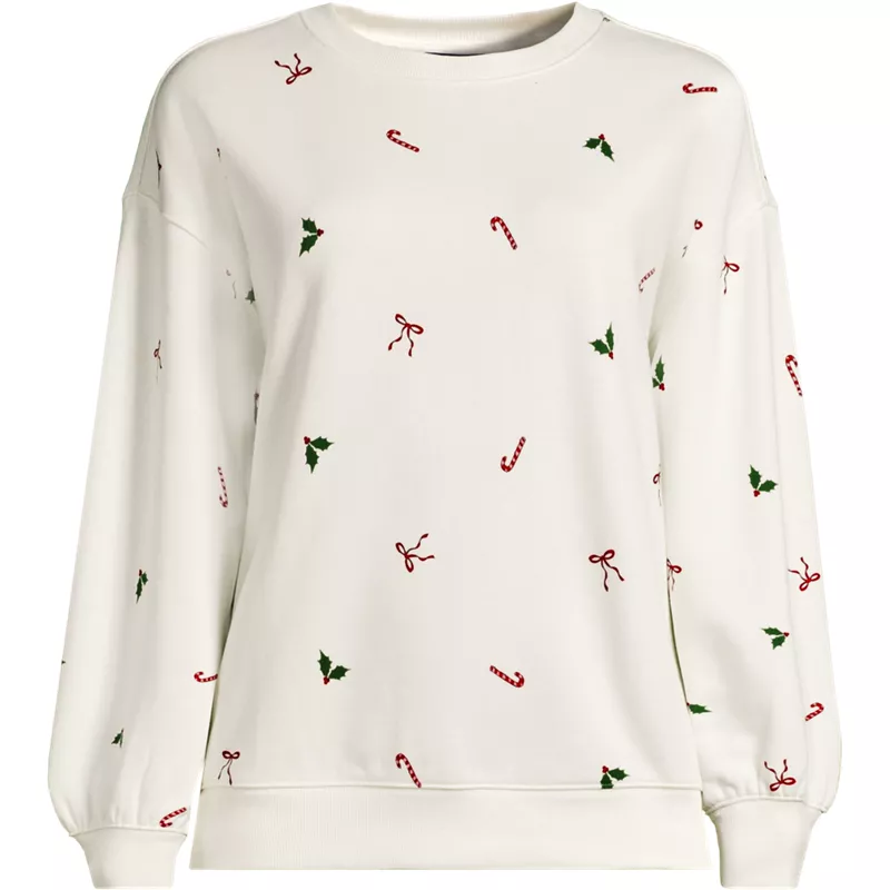 Women's Petite Serious Sweats Relaxed Long Sleeve Crew Neck Sweatshirt - Set Top, Front