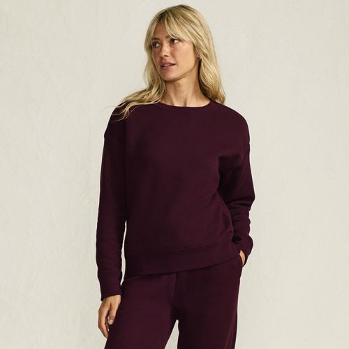 Serious Sweats Drop Shoulder Sweatshirt, Women, size: XL, regular, Red, Spandex/Cotton-blend/Poly-blend, by Lands' End