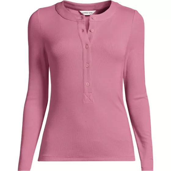Women's Drapey Rib Fitted Long Sleeve Henley T-Shirt - primary