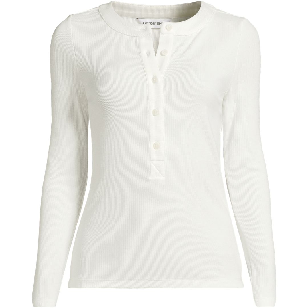 Women's Drapey Rib Fitted Long Sleeve Henley T-Shirt