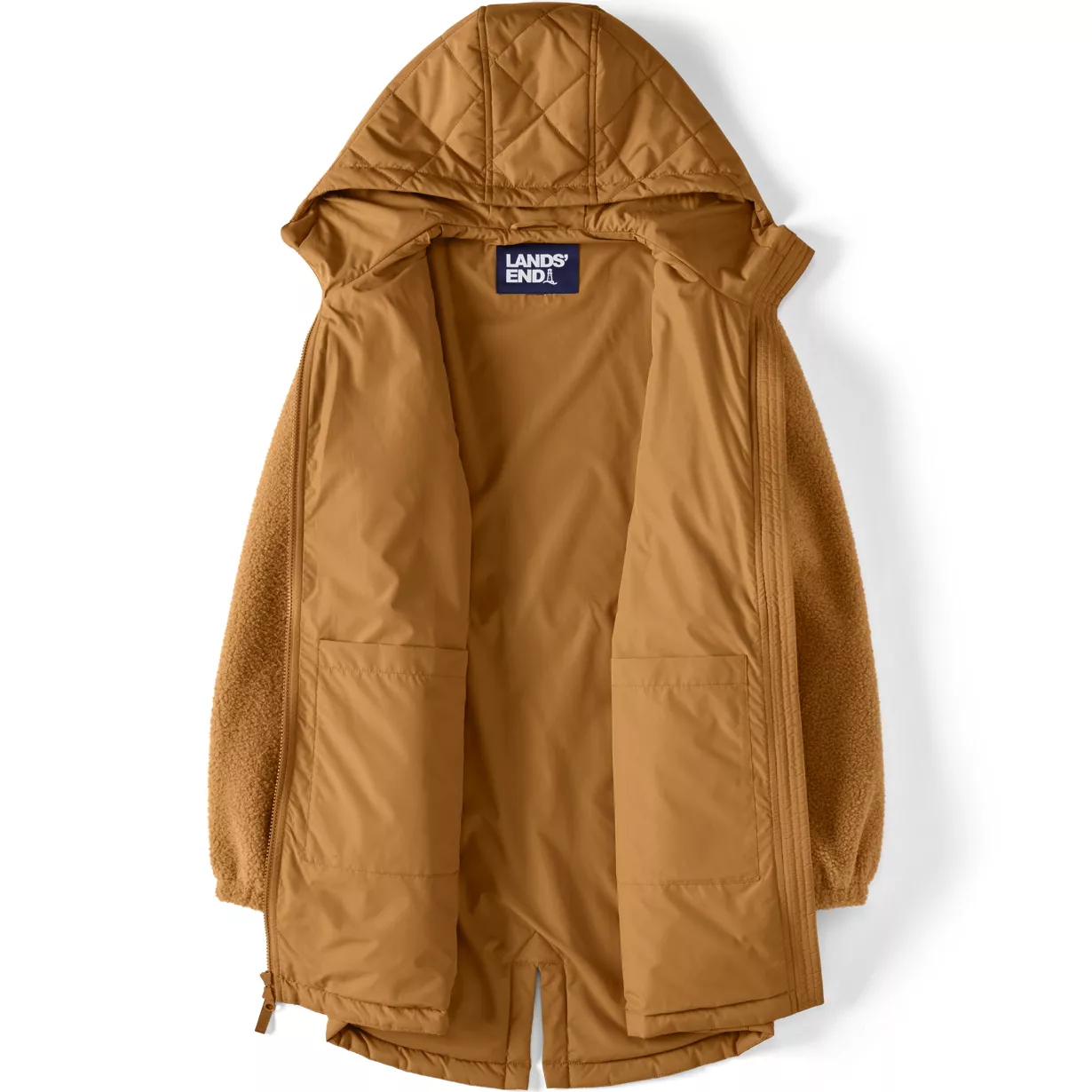 Women's Sherpa Fleece Quilted Mixed Media Parka