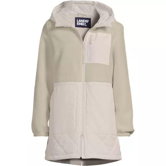 Women's Plus Size Sherpa Fleece Quilted Mixed Media Parka - primary