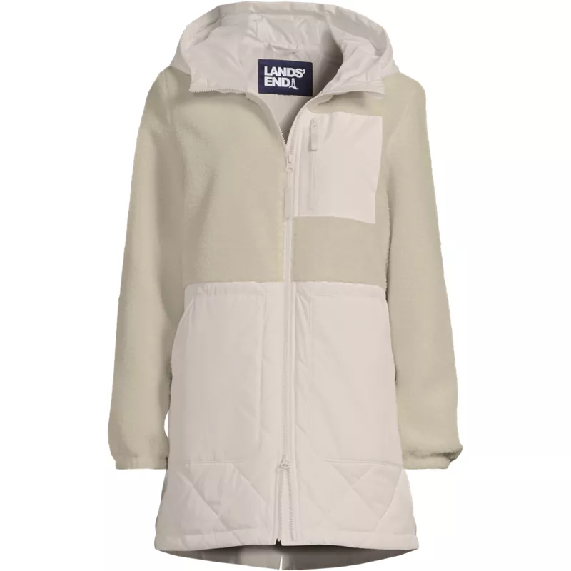 Women's Sherpa Fleece Quilted Mixed Media Parka, Front